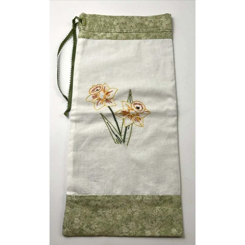 Needle Point Flower Designs Gift/Goodie Bags Lot of 2
